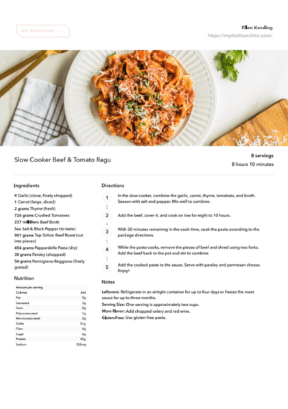 30 Slow Cooker Dinner Recipes - My Dietitian Clinic Resources