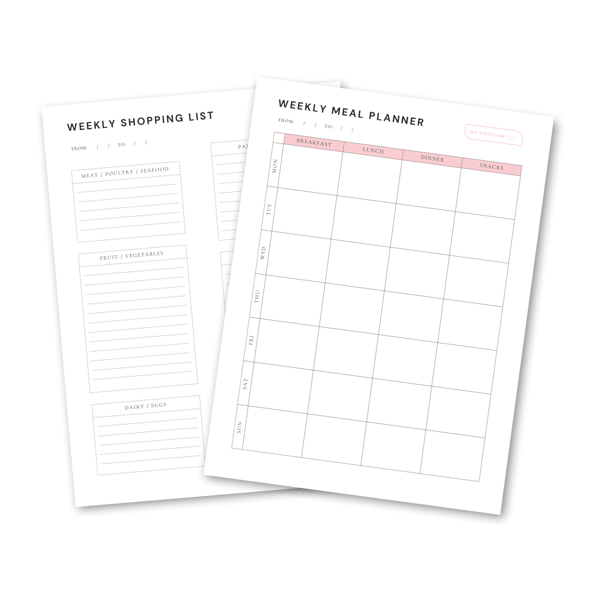 Weekly Meal Planner & Shopping List - My Dietitian Clinic Resources